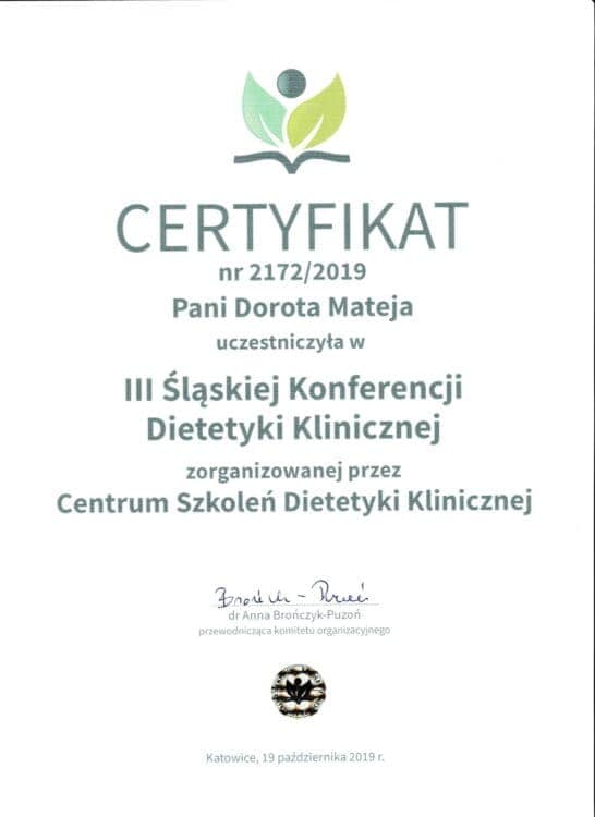 Śląska Konferencja Dietetyki Klinicznej, Centrum Szkoleń Dietetyki Klinicznej, 2019