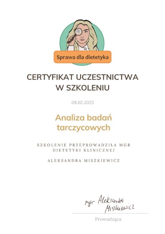 Analiza badań tarczycowych, Akademia Sprawa dla Dietetyka, 2023